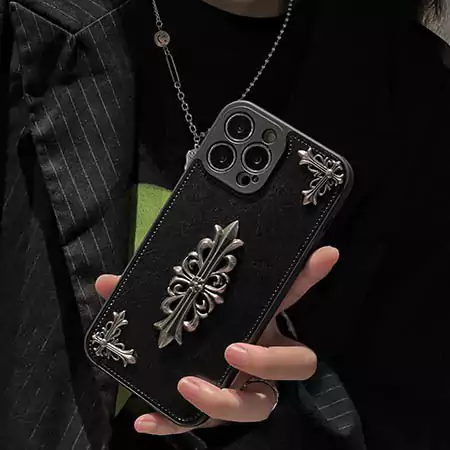 革クロームハーツスマホケースiphone16/15/14メタルロゴスマホケース Chrome Hearts ブランドロゴケースSC23071804