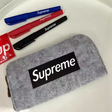 シュプリーム ボックスログ 筆箱 supreme ペンケース ペンポーチ ファスナー 絨布 ふで箱 学生 学校 筆記用具 小物入れ 4色 送料無料 feecopy.com