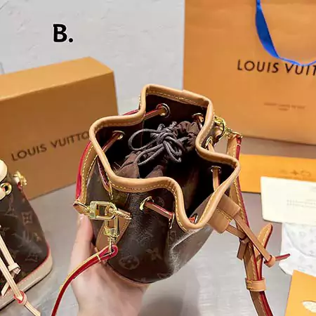 芸能人愛用 牛革 ハンドバッグ vuitton ロゴ付き 巾着式 バケツ型 売れ筋 綺麗 小さめ 