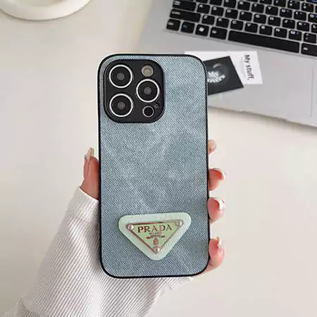 ハイブランド Prada iphone16pro/16promaxケース布製 薄型 メタルロゴ デニム生地 PradaスマホケースブランドロゴSC23091902