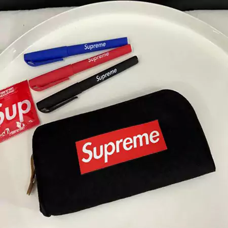 シュプリーム ボックスログ 筆箱 supreme ペンケース ペンポーチ ファスナー 絨布 ふで箱 学生 学校 筆記用具 小物入れ 4色 送料無料 feecopy.com