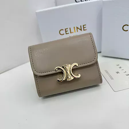 Celineブランド セリーヌピンクレザー財布 ショートタイプ折り畳みバックル財布 Celine人気女子財布専門店【feecopy.com】