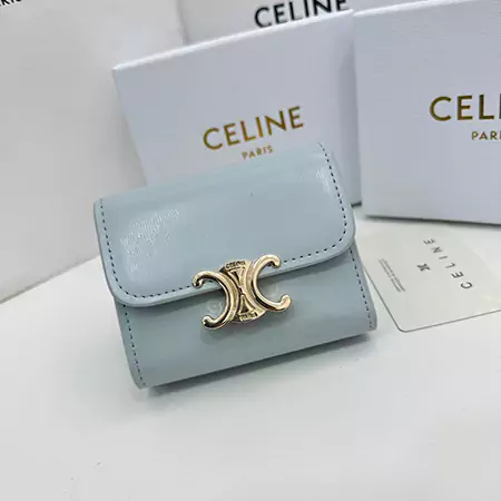 Celineブランド セリーヌピンクレザー財布 ショートタイプ折り畳みバックル財布 Celine人気女子財布専門店【feecopy.com】