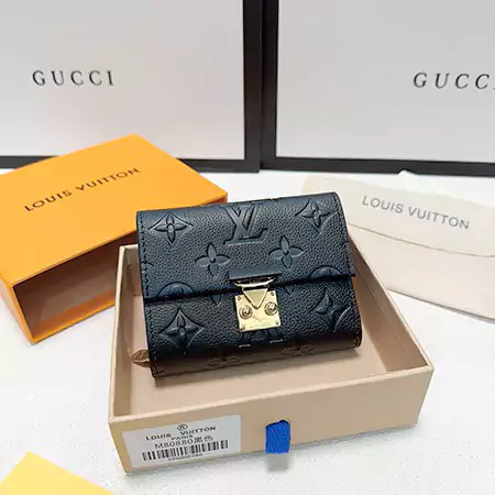 芸能人愛用 LOUIS VUITTON ミニ財布 ブラック 上品 牛革 免許収納 金具 ロゴ付き ブランド ルイヴィトン財布付き人気 新発売 ビジネス風 く精巧な 多機能 横開き小銭収納 ファッションプレゼント