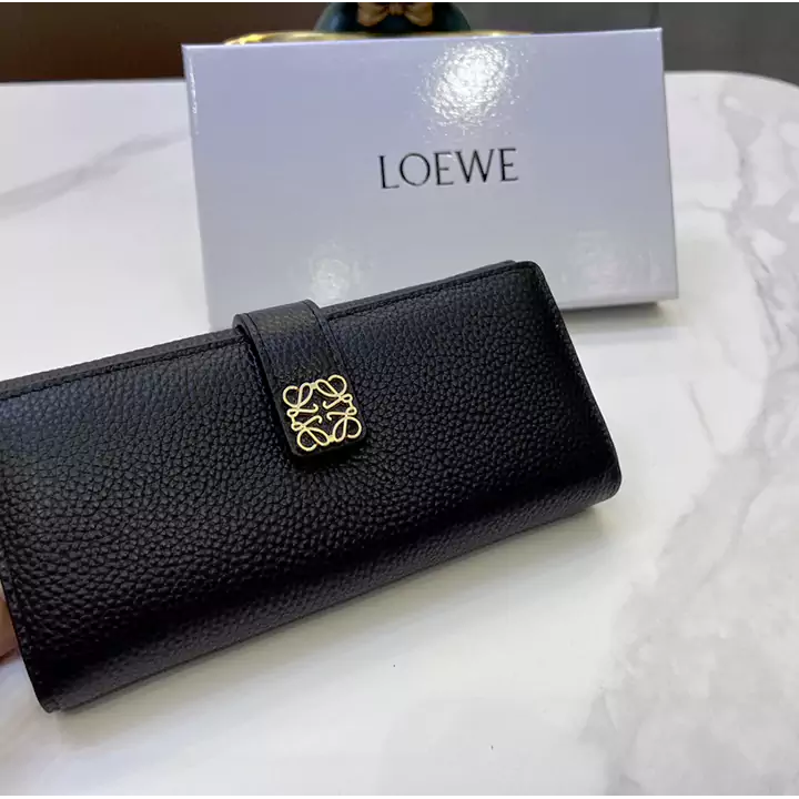 Loewe 風 アナグラム 二つ折り長財布 大人 レデイースおしゃれ 高級感 ロエベ ペブルグレインカーフ ウォレット 人気 女性 小銭入れ 韓国