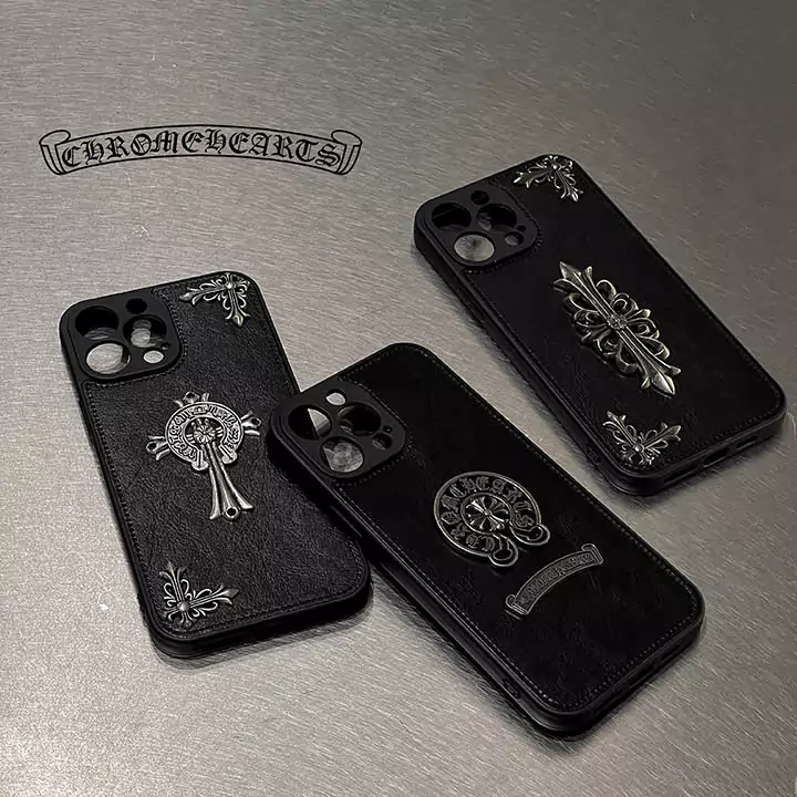 革クロームハーツスマホケースiphone16/15/14メタルロゴスマホケース Chrome Hearts ブランドロゴケースSC23071804