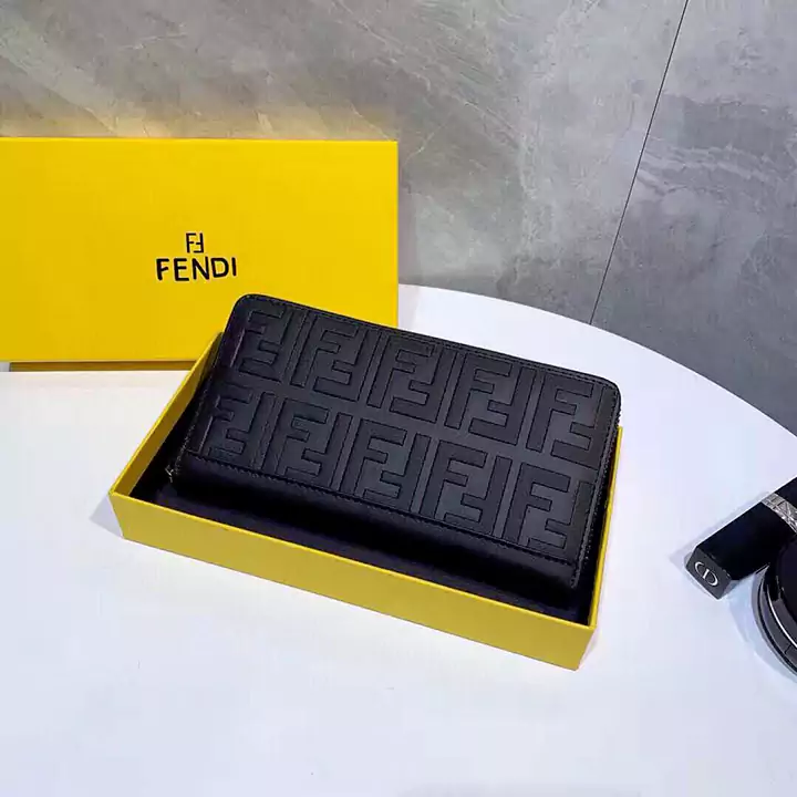 小銭収納 ファスナー式 フェンディ 長財布 牛革 ロゴ付き カード収納 横開き fendi ハイブランド クラッチバッグ 男性愛用 ラウンドファスナー ファスナーポケット 綺麗 ラグジュアリー新作 高品質