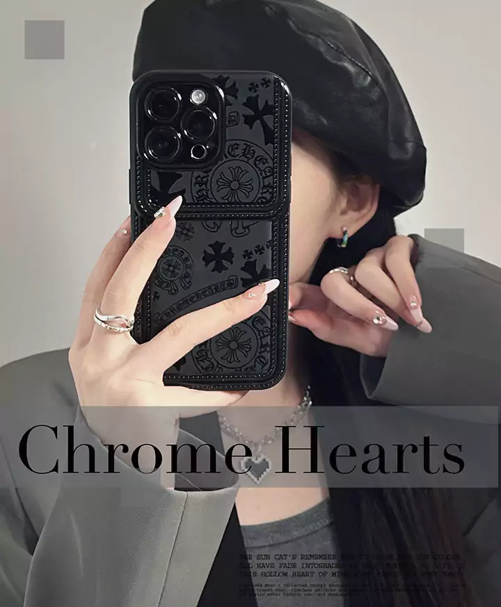 ブラック アイフォン 15 スマホケース chrome hearts