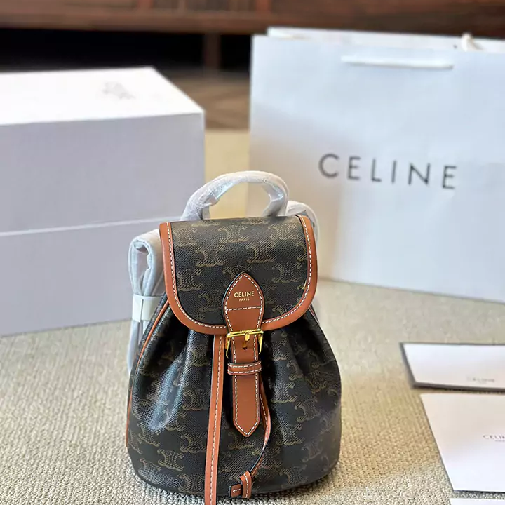 CELINE トリオンフ キャンバス バッグパック ホワイト ブラウン ブランド セリーヌ レディース リュックサック ミニ 可愛い モノグラム柄