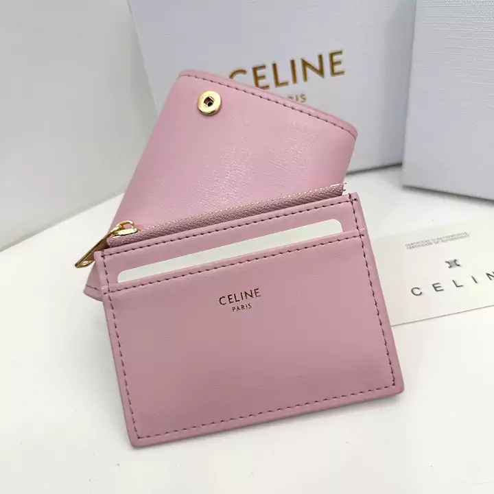 Celineブランド セリーヌピンクレザー財布 ショートタイプ折り畳みバックル財布 Celine人気女子財布専門店【feecopy.com】