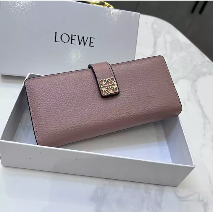 Loewe 風 アナグラム 二つ折り長財布 大人 レデイースおしゃれ 高級感 ロエベ ペブルグレインカーフ ウォレット 人気 女性 小銭入れ 韓国