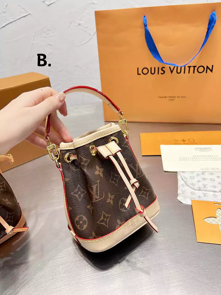 芸能人愛用 牛革 ハンドバッグ vuitton ロゴ付き 巾着式 バケツ型 売れ筋 綺麗 小さめ 