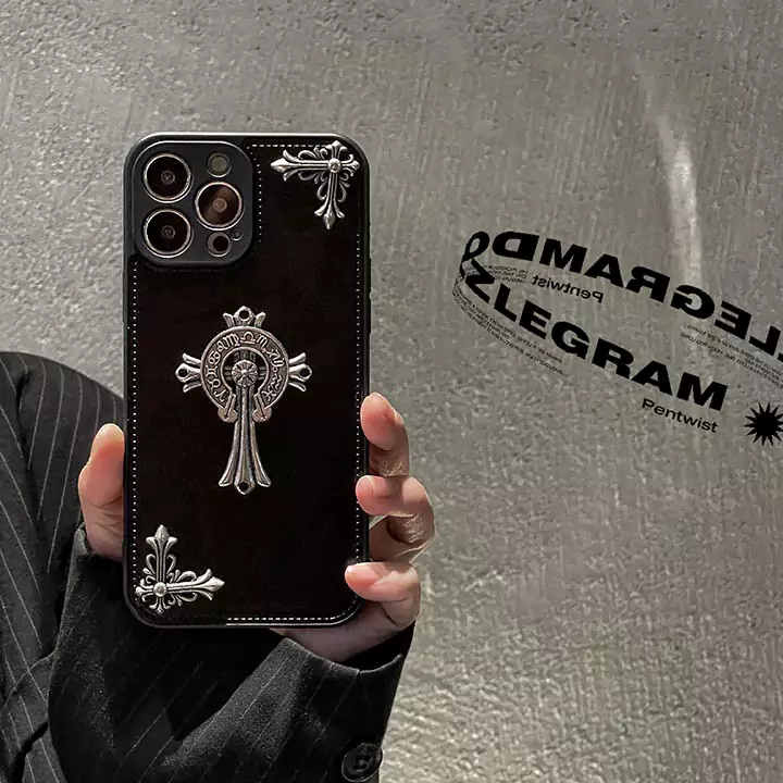 革クロームハーツスマホケースiphone16/15/14メタルロゴスマホケース Chrome Hearts ブランドロゴケースSC23071804