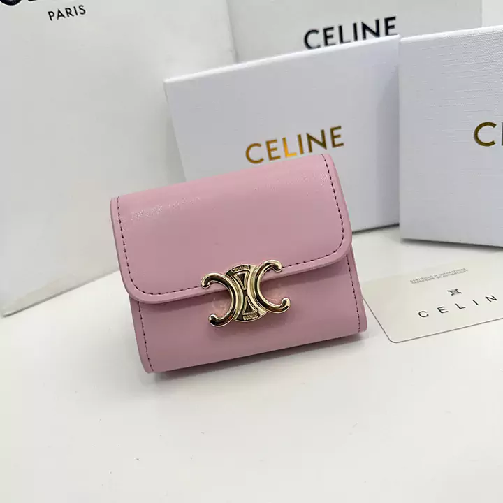 Celineブランド セリーヌピンクレザー財布 ショートタイプ折り畳みバックル財布 Celine人気女子財布専門店【feecopy.com】