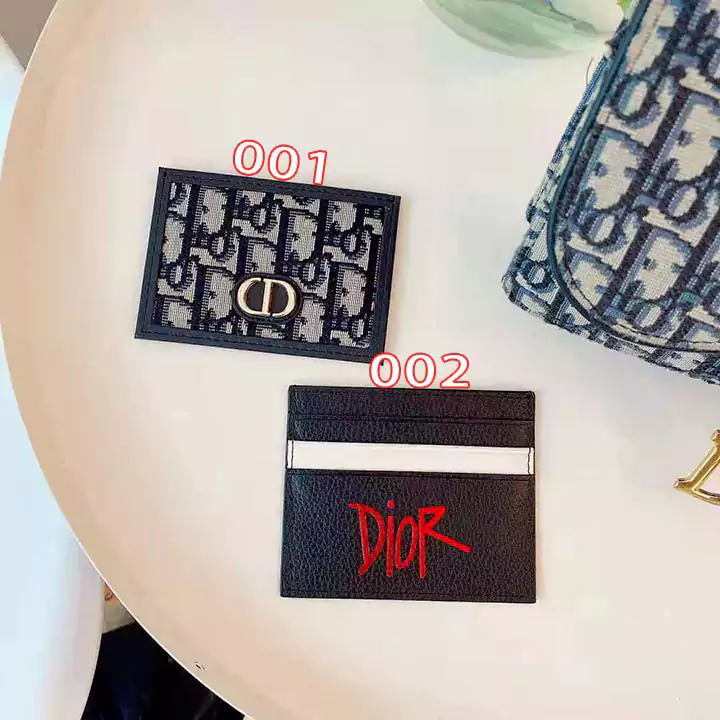 Dior ロゴ付き 小さめ 開放式 カードケース ディオールミニ財布 ブラック オシャレカード収納 男女兼用