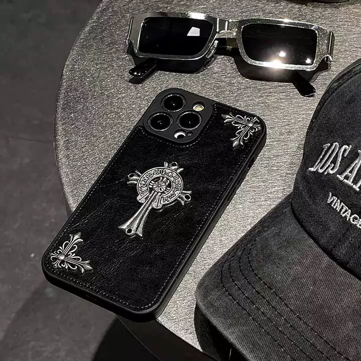 革クロームハーツスマホケースiphone16/15/14メタルロゴスマホケース Chrome Hearts ブランドロゴケースSC23071804