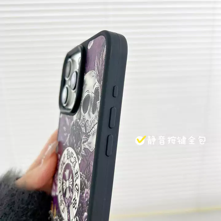 スカルとフラワーパターン 黒紋 暗黒クロスハート ブランド chrome hearts クロームハーツ 携帯 ケース スマホケース iphone アイフォン 15 15 pro 15 pro max 14 14 pro 14 pro max 13 13 pro 13 pro max 12 12 pro 12 pro max 薄型 レザー 高级 通販