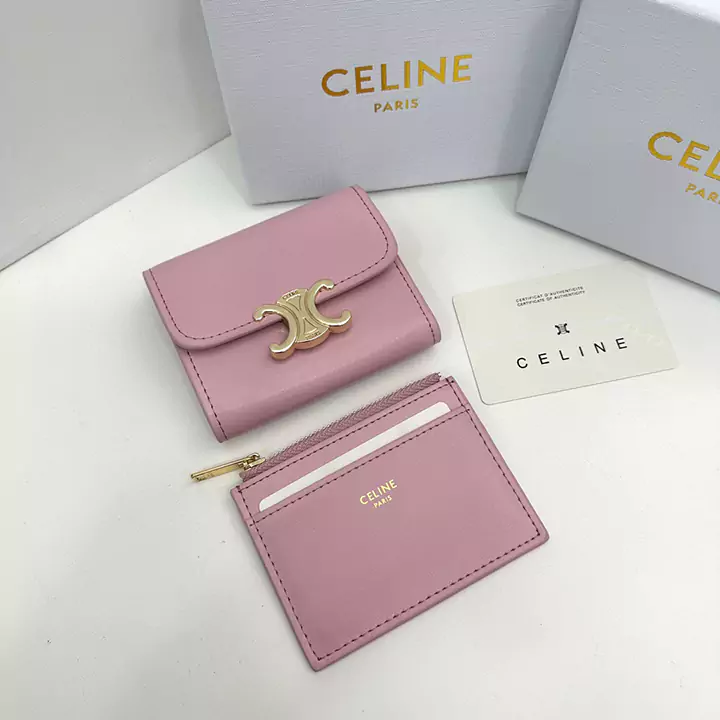 Celineブランド セリーヌピンクレザー財布 ショートタイプ折り畳みバックル財布 Celine人気女子財布専門店【feecopy.com】