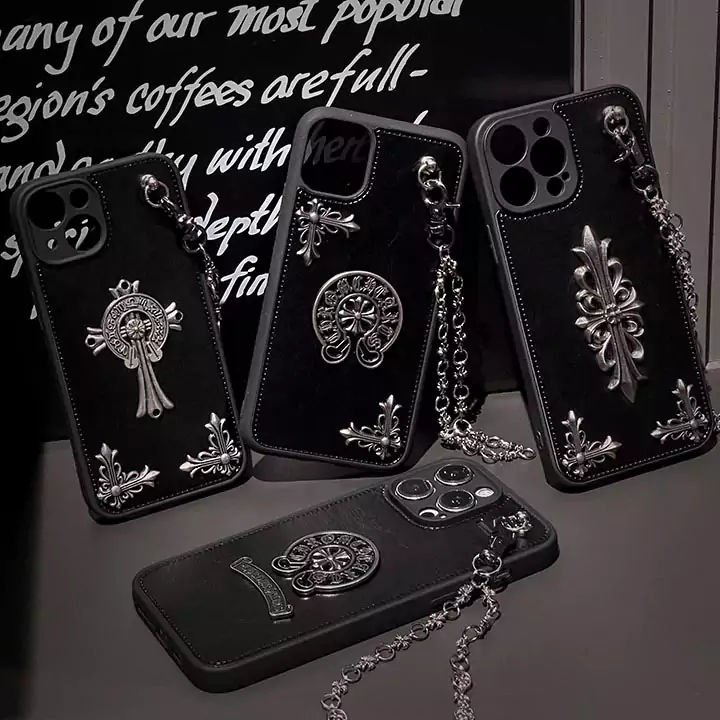 レザー Chrome HeartsスマホケースチェーンChrome Hearts アイフォーン16 15 カバーメタルロゴロームハーツケースブランドロゴSC23062118