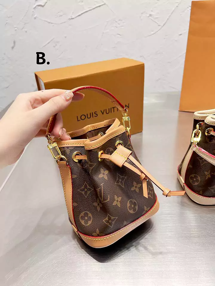 芸能人愛用 牛革 ハンドバッグ vuitton ロゴ付き 巾着式 バケツ型 売れ筋 綺麗 小さめ 