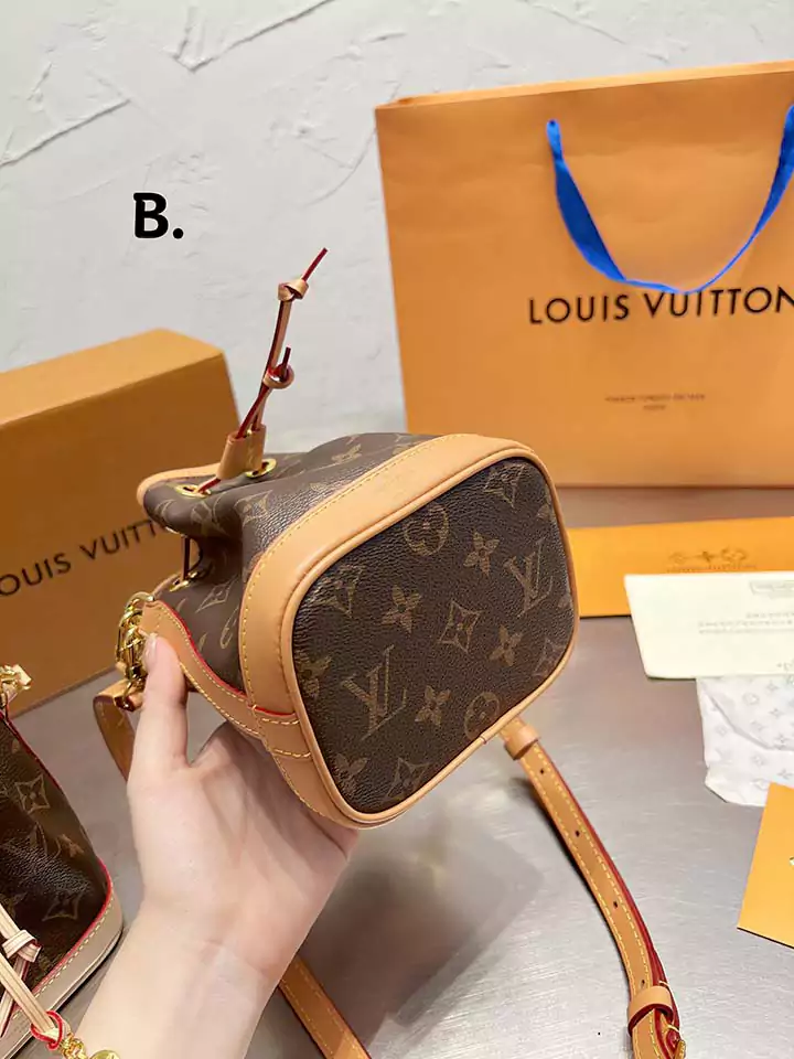 芸能人愛用 牛革 ハンドバッグ vuitton ロゴ付き 巾着式 バケツ型 売れ筋 綺麗 小さめ 