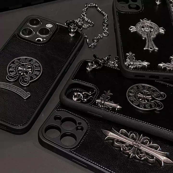 レザー Chrome HeartsスマホケースチェーンChrome Hearts アイフォーン16 15 カバーメタルロゴロームハーツケースブランドロゴSC23062118